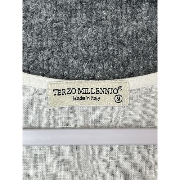 Tero Millennio 100% Linen Top White Women's Medium Boho, Lagon Look - Picture 7 of 13